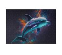 38x26cm/1000pcs Rompecabezas para Adolescentes Colorful Dolphin in Space Rompecabezas para Adultos Juegos Relajantes Arte De Pared 38x26cm/1000pcs