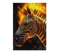 38x26cm/1000pcs Rompecabezas para Adolescentes Flaming Zebra A Mesmerizing Display of Fire and Stripes Rompecabezas para Adultos Juegos Relajantes Arte De Pared 38x26cm/1000pcs
