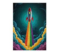 38x26cm/1000pcs Rompecabezas para Adolescentes Rocket Rainbow Rompecabezas para Adultos Juego De Ingenio Alivia El Estrés Ayuda A Ejercitar El Cerebro 38x26cm/1000pcs