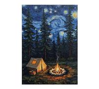 38x26cm/1000pcs Rompecabezas para Adolescentes Starry Night Camping Adventure Painting Rompecabezas Juegos Familiares Corte De Precisión Cumpleaños Y Navidad 38x26cm/1000pcs