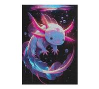 38x26cm/1000pcs Rompecabezas para Adultos Cute Axolotl in Neon Lights - Gfp Axolotl Rompecabezas para Adultos Juegos De Relajación Desafío Difícil Regalos De Cumpleaños Y Únicos 38x26cm/1000pcs