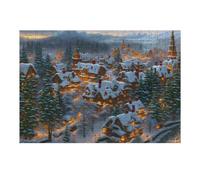 38x26cm/1000pcs Rompecabezas para Adultos Enchanted Winter Village Scene Rompecabezas para Adultos Juego Familiar Patrón De Ensamblaje Cumpleaños Y Navidad 38x26cm/1000pcs