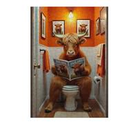 38x26cm/1000pcs Rompecabezas para Adultos Highland Cow Toilet Humor Rompecabezas para Adultos Juego De Ingenio Regalos para Mujeres Interacción Entre Padres E Hijos 38x26cm/1000pcs