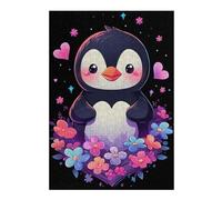 38x26cm/1000pcs Rompecabezas para Adultos Penguin Floral and Hearts Rompecabezas para Adultos Juguete Decoración De Pared Corte De Precisión Regalos De Cumpleaños Y Únicos 38x26cm/1000pcs
