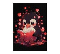 38x26cm/1000pcs Rompecabezas para Adultos Penguin Hearts Books Rompecabezas para Adolescentes Juego De Ingenio Vacaciones En Casa Matar El Tiempo 38x26cm/1000pcs