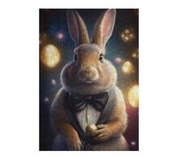 38x26cm/1000pcs Rompecabezas para Adultos Rompecabezas Rabbit in Tuxedo Holding Gold Egg Rompecabezas para Adultos Juegos Familiares Difícil Difícil Actividades Divertidas En Casa 38x26cm/1000pcs