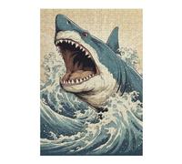 38x26cm/1000pcs Rompecabezas para Adultos Shark Japan Great Wave Rompecabezas para Adultos Juego Familiar Patrón De Ensamblaje Cumpleaños Y Navidad 38x26cm/1000pcs