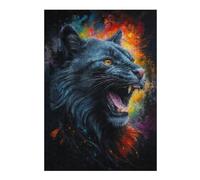 38x26cm/1000pcs Rompecabezas para Adultos The Roar of The Black Cat Rompecabezas para Adultos Juguete Decoración De Pared Corte De Precisión Regalos De Cumpleaños Y Únicos 38x26cm/1000pcs
