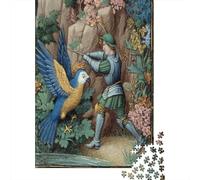 38x26cm/1000pcs Rompecabezas para Adultos Y Adolescentes Bandido del Siglo XIV Lucha contra un Loro GiganteJuegos Hechos DIY, Decoración del Hogar.