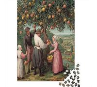 38x26cm/1000pcs Rompecabezas para Adultos Y Adolescentes Estilo del Siglo XVII: Familia de Cuatro Personas recogiendo Fruta de un árbolJuegos Hechos DIY, Decoración del Hogar.