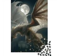 38x26cm/1000pcs Rompecabezas para Adultos Y Adolescentes White Dragón Flies to TheLunaJuegos Hechos DIY, Decoración del Hogar.