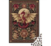 38x26cm/1000pcsDragón, Moon Rompecabezas Elementos Florales góticos De Bricolaje para Adultos Y Multitud De 14 Años En Adelante