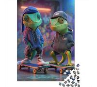 38x26cm/1000pcsLagarto Stomps on Skateboards Rompecabezas Ambiente Juvenil De Bricolaje para Adultos Y Multitud De 14 Años En Adelante