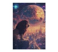 38x26cm/1000pcsS Rompecabezas De Piezas para Adolescentes Lion Over Sci-Fi Cityscape Rompecabezas Juegos Relajantes Desafío Difícil Regalo De Cumpleaños, Regalos, 38x26cm/1000pcsS