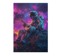 38x26cm/1000pcsS Rompecabezas para Adolescentes Astronaut Playing Guitar in Space Rompecabezas para Adultos Juegos Familiares Corte De Precisión Reducción del Estrés Regalos 38x26cm/1000pcsS