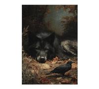 38x26cm/1000pcsS Rompecabezas para Adolescentes Autumn Wolf and Raven Scene Rompecabezas para Adultos Juguetes DIY Arte De Pared Cumpleaños Y Navidad 38x26cm/1000pcsS
