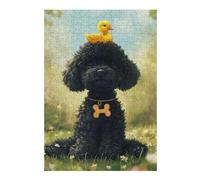 38x26cm/1000pcsS Rompecabezas para Adolescentes Black Poodle with Yellow Duckling -3 Rompecabezas para Adultos Juguetes Antiestrés Regalos para Mujeres Cumpleaños 38x26cm/1000pcsS