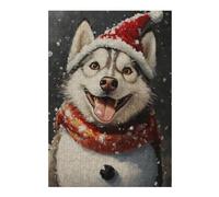 38x26cm/1000pcsS Rompecabezas para Adolescentes Christmas Siberian Husky Art Print-2 Rompecabezas para Adultos Juegos Familiares Corte De Precisión Reducción del Estrés Regalos 38x26cm/1000pcsS
