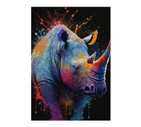 38x26cm/1000pcsS Rompecabezas para Adolescentes Colorful Rhino Art Print-4 Rompecabezas para Adultos Juego De Ingenio Desafío Difícil Cumpleaños Y Navidad 38x26cm/1000pcsS