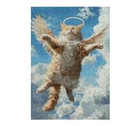 38x26cm/1000pcsS Rompecabezas para Adolescentes Heavenly Angel Cat Flying Rompecabezas para Adultos Juego De Ingenio Regalo De Cumpleaños Actividades Divertidas En Casa 38x26cm/1000pcsS