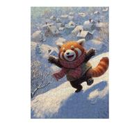 38x26cm/1000pcsS Rompecabezas para Adolescentes Red Panda Winter Fun Rompecabezas para Adultos Juego De Ingenio Análisis Y Lógica Regalos De Cumpleaños Y Únicos 38x26cm/1000pcsS