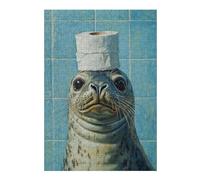 38x26cm/1000pcsS Rompecabezas para Adolescentes Seal with Toilet Paper on Head-3 Rompecabezas para Adultos Juego De Ingenio Desafío Difícil Cumpleaños Y Navidad 38x26cm/1000pcsS