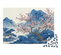 38x26cm/1000pcsUna Pintura de Paisaje con ciruelos en Flor; Flores de Color Rosa Rompecabezas De Bricolaje para Adultos Y Multitud De 14 Años En Adelante