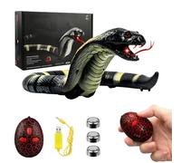 39 cm Serpiente Teledirigida, Juguete de Serpiente Teledirigido con Mando a Distancia, Carga USB, Lengua Retráctil y Cola Oscilante para Bromas (Negro)