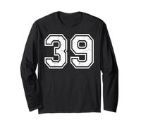 39 Número Treinta y Nueve Equipos Deportes Grunge Varsity Matching Manga Larga