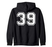 39 Número Treinta y Nueve Equipos Deportivos gráfico a Juego Universitario Sudadera con Capucha
