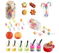 39 piezas de accesorios para casa de muñecas en miniatura de resina, juego de alimentos en miniatura para mini cocina, juguetes de juegos de rol, comida, fiesta, Playmobil Dollhouse Accesorios con