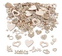 398 unidades de decoración de boda de madera, decoración de mesa de boda, corazones de madera, decoración de boda con Mr & Mrs, Just Married, decoración para novios