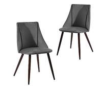 39F FURNITURE DREAM Juego de 2 Comedor de Mediados de Siglo, Grandes sillas auxiliares de Terciopelo Suave, Respaldo, Patas de Metal para Cocina, salón, Color Gris, Tejido, Verde, 52.5 x 49.5 x 83 cm