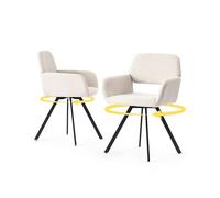 39F FURNITURE DREAM Juego de 2 Comedor de Tela Moderna, sillón Acolchado, Silla giratoria de 360° para Cocina, Oficina, salón, Beige, 57x53x81,5cm, Metal, 57x53x81.5cm