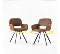 39F FURNITURE DREAM - Juego de 2 comedores de Tela Moderna, sillón Acolchado para Silla giratoria de 360° para Cocina, Oficina, salón, marrón, 57 x 53 x 81,5 cm, Gamuza, 57 x 53 x 81,5 cm
