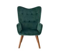 39F FURNITURE DREAM Moderna Silla de Terciopelo Acento con Patas de Madera y Espalda Alta - Elegante Silla de salón para salón, habitación, Oficina, Color Verde, 61 x 69 x 91,5 cm
