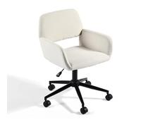39F FURNITURE DREAM Silla de Oficina escandinava de Tela Beige giratoria Ajustable en Altura y 5 Ruedas para niños Que Trabajan en casa, 56,5 x 57,5 x 75-85 cm, 56,5 x 57,5 x 75-85 cm