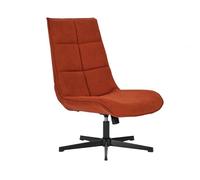 39F FURNITURE DREAM Sillón Moderno Giratorio con Asiento de Tela con función reclinable y Base de Metal, Rojo-Naranja, 63,5 x 85 x 93 cm