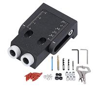 39Pcs 15 Degree Pocket Hole Jig Kit | Oblique Drill Angle Hole Locator for Woodworking | Aluminum Alloy Wood Guide with 3 Drill Sockets / 4 Drill Bits/Wedges & Screws