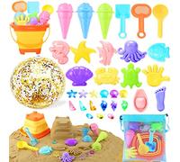 39Piezas Juguetes De Playa Con Cubo Plegable 2L, Pelota, Helados y Animales Marinos Moldes De Arena, Bolsa, Gemas, Juguetes Para Niñas Niños