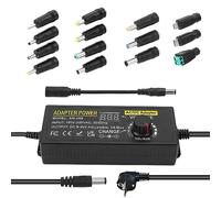 3A 108W Adaptador de Corriente Ajustable, Adaptador Universal de Corriente AC/DC 9V~36V Ajustable, Convertidor de 100V-240V AC a DC con 14 Puntas y Cable de polaridad de Corriente - 3A Máx