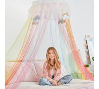 3C4G Three Cheers for Girls - Toldo brillante arcoíris - Toldo de cama arcoíris para niñas - Toldo de red colgante para camas, sillas y esquinas de lectura - 8 pies de altura y 24 pies de diámetro -