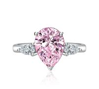 3ct Pear Water Drop en forma de lágrima Cubiconia Promise Promise de compromiso de halo Anillo de eternidad para mujeres 925 Bandas de novia de plata esterlina MOISSANITE BACIA BACIA Boda ABIERTA