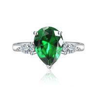 3ct Pear Water Drop en forma de lágrima Cubiconia Promise Promise de compromiso de halo Anillo de eternidad para mujeres 925 Bandas de novia de plata esterlina MOISSANITE BACIA BACIA Boda ABIERTA