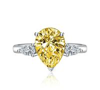 3ct Pear Water Drop en forma de lágrima Cubiconia Promise Promise de compromiso de halo Anillo de eternidad para mujeres 925 Bandas de novia de plata esterlina MOISSANITE BACIA BACIA Boda ABIERTA