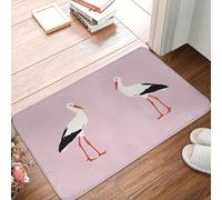 3D 1pc White Stork Non-Slip Door Mat Bathroom Mat Hallway Carpet Welcome Rug Home Decor for Bathroom Decoration-40x60cm