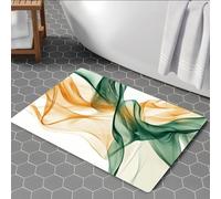 3D Abstract Green and Orange Flowing Pattern Floor Mat Polyester Fabric, Machine Washable, Suitable for Bedroom and Living room-60x90cm