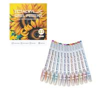 3D Acrylic Gel Pens, 36 Colors, 1mm Bullet Tip, Quick Dry Glitter GelPens, Ideal for Stone, Wood, Calligraphy, Canvas, Ceramic, Metal, Glass, Rock Painting, DIY Crafts Art Supplies Kit (12pcs)