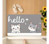3D Alfombra Adorable Alfombrilla de Suelo con patrón de Gato con temática Hola, Hecha de Tela de poliéster, Lavable a máquina y Adecuada para dormitorios y salones-50x80cm