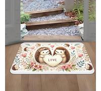3D Alfombra Amor Erizo, Regalos de San Valentín, Esterilla de Franela, Antideslizante Grueso, Lavable a máquina-50x80cm